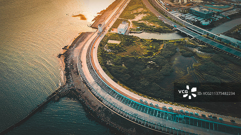 汕头东海岸高角度航拍图片素材