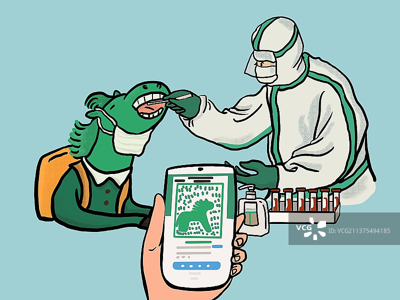 绿码的一天之做核酸图片素材