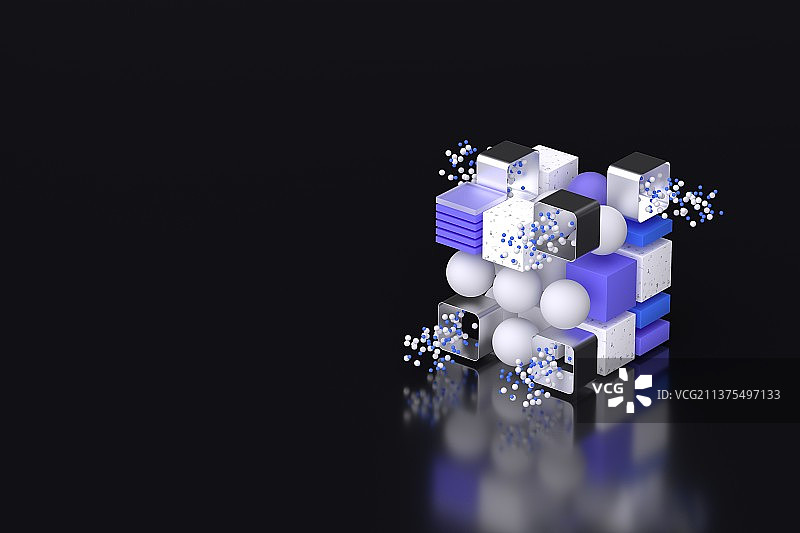 3D渲染立方几何量子科技插图图片素材