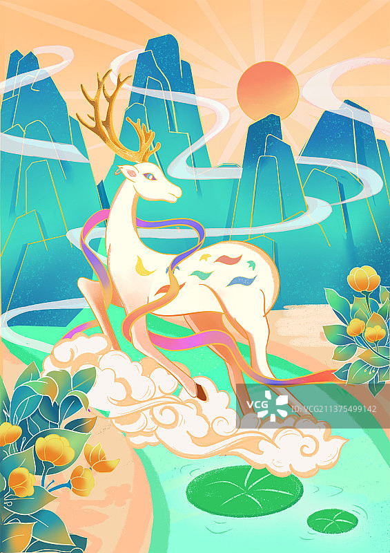 敦煌九色鹿图片素材