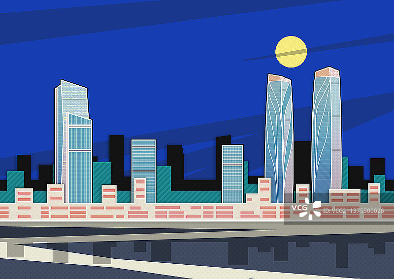 昆明市黑夜插画图片素材