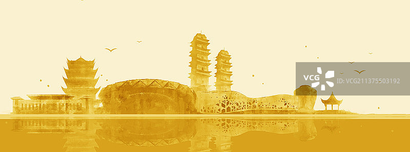 宣城城市建筑插画图片素材
