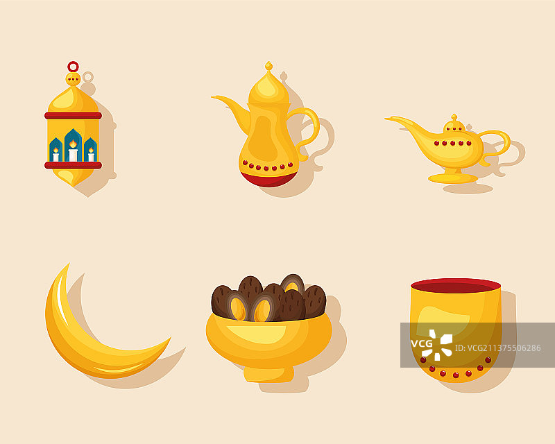 六个斋月节图标图片素材