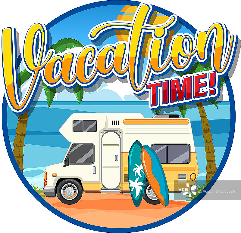 夏季旅行房车度假概念标志图片素材