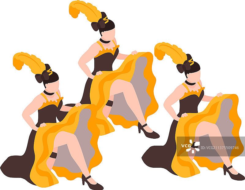 歌舞表演者2.5D构图图片素材