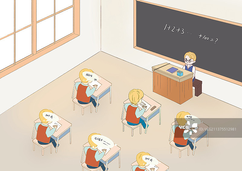 小孩子在课室上课图片素材