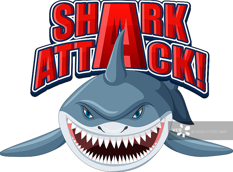 卡通鲨鱼攻击字体logo图片素材