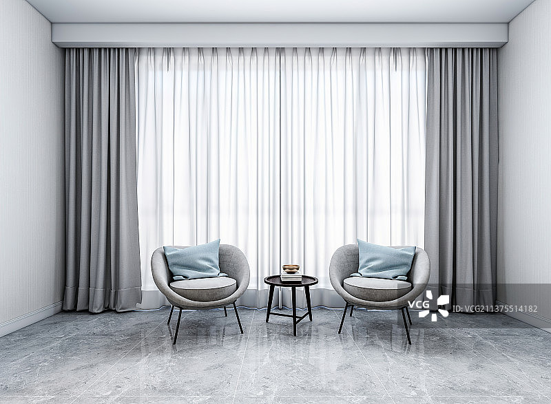 客厅阳台摆放着两个休闲椅图片素材