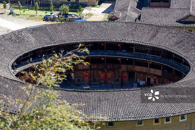 世界文化遗产、全国重点文物保护单位福建省漳州市南靖县书洋镇河坑土楼群图片素材