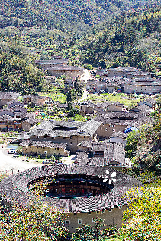 世界文化遗产、全国重点文物保护单位福建省漳州市南靖县书洋镇河坑土楼群图片素材