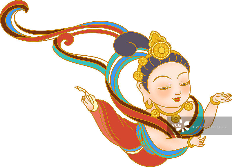 敦煌菩萨飞天萌系人物图片素材