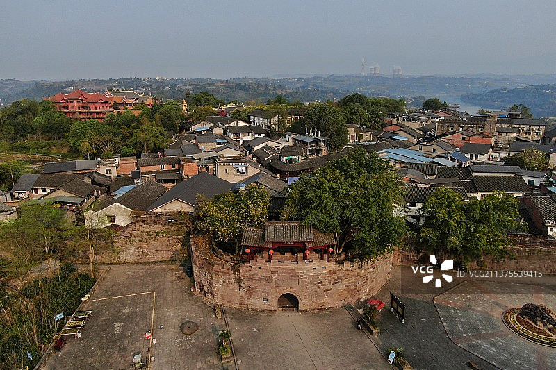 重庆合川涞滩古镇航拍图片素材