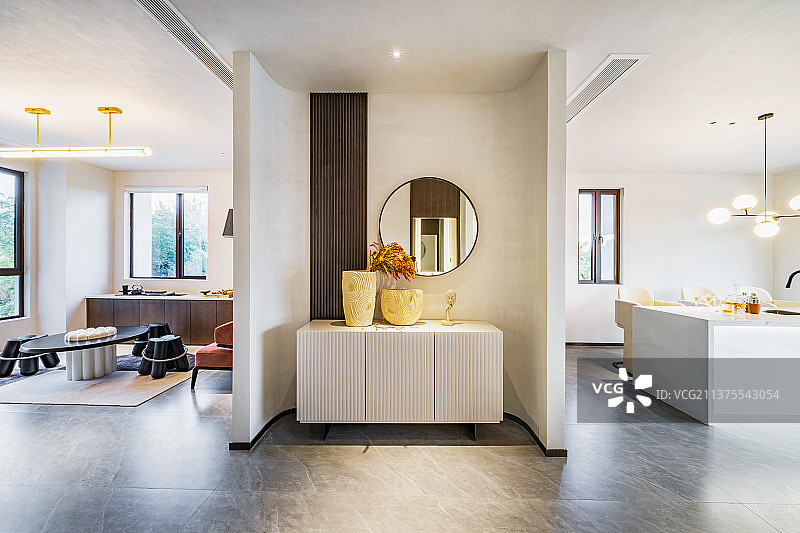 现代简约风格别墅入户门玄关背景墙图片素材