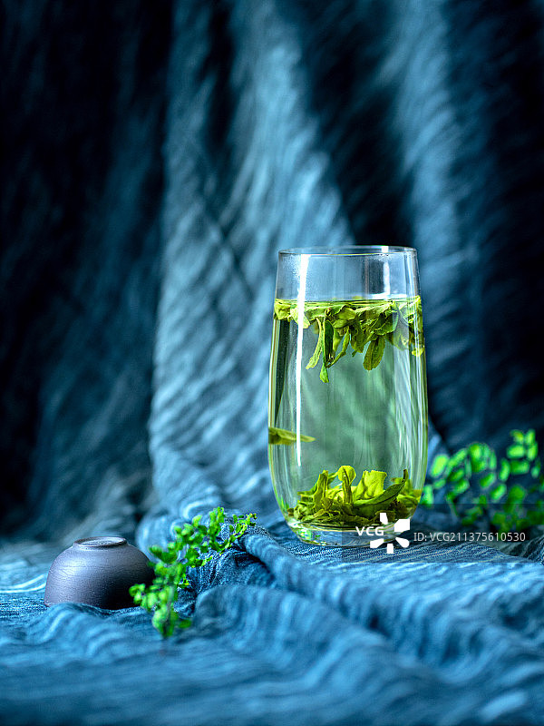 一杯绿茶六安瓜片 中国十大名茶图片素材