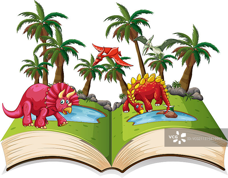 森林里的恐龙书图片素材