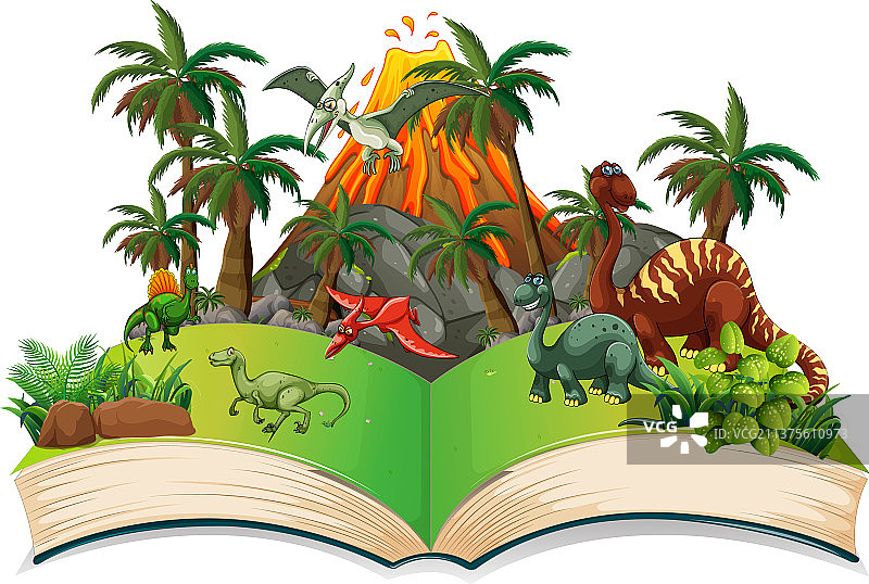 森林里的恐龙书图片素材