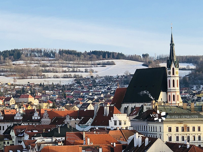 俯瞰捷克CK小镇图片素材