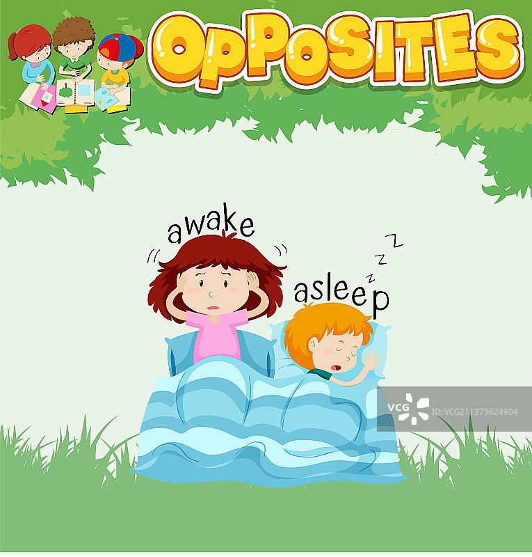 醒着和睡着的反义词图片素材