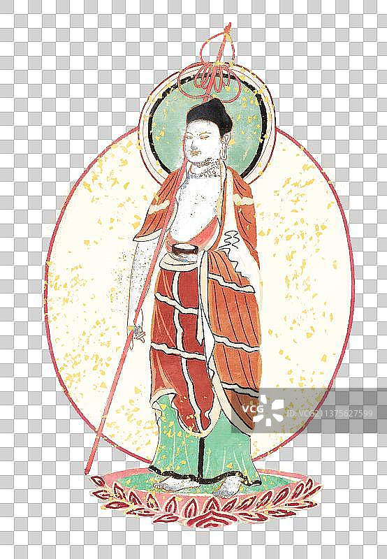站立的敦煌莫高窟佛教菩萨像图片素材