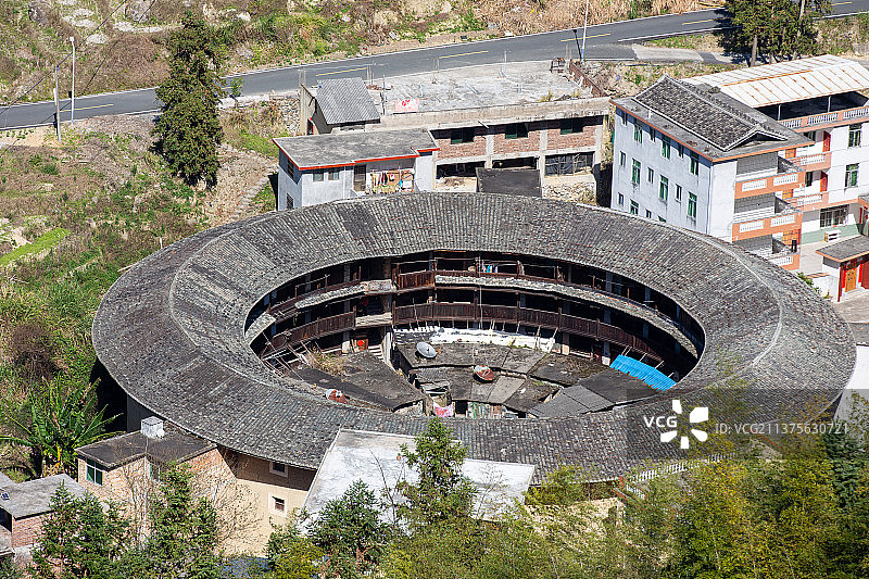 世界文化遗产、全国重点文物保护单位福建省漳州市南溪土楼群图片素材