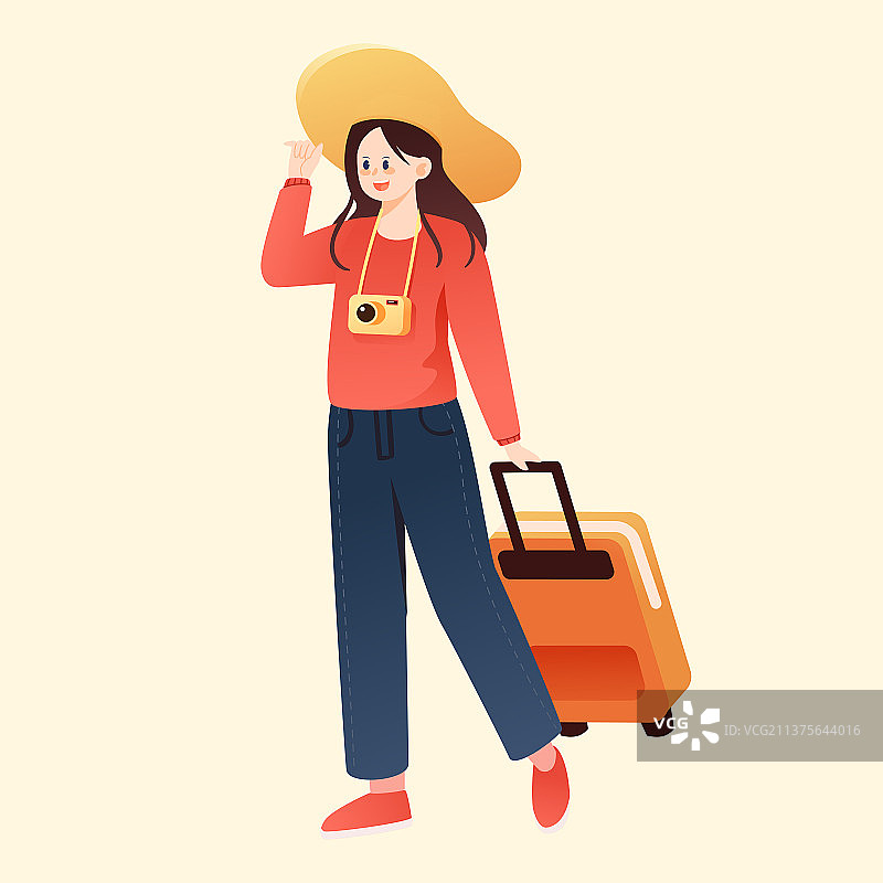 五一劳动节放假旅行插画春天旅游自由行海报图片素材