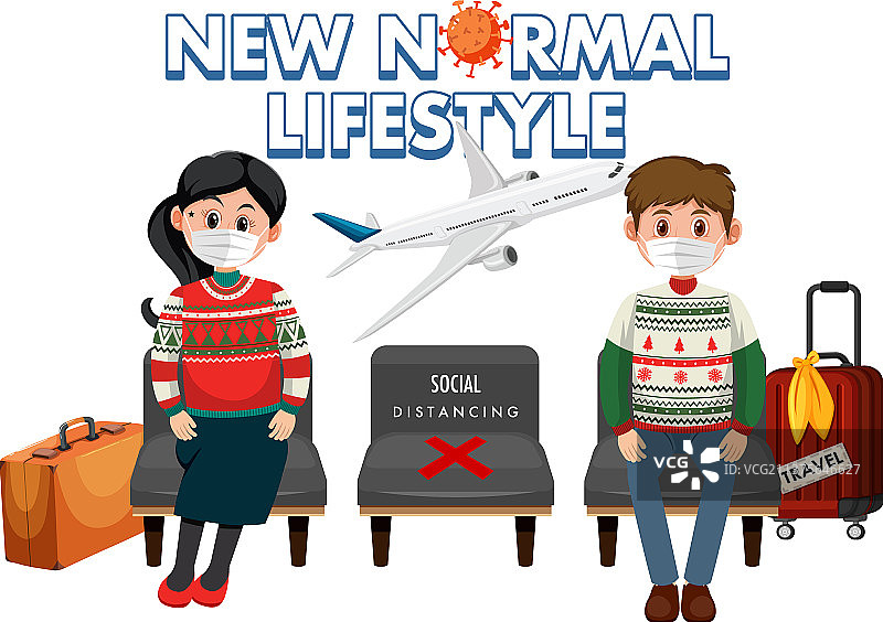 佩戴口罩的乘客，出行新常态概念图片素材