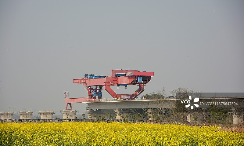 荆荆高铁沙洋西站工地一角图片素材