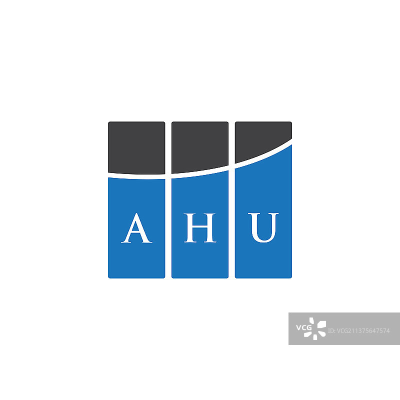 黑色背景上的AHU字母标志设计图片素材