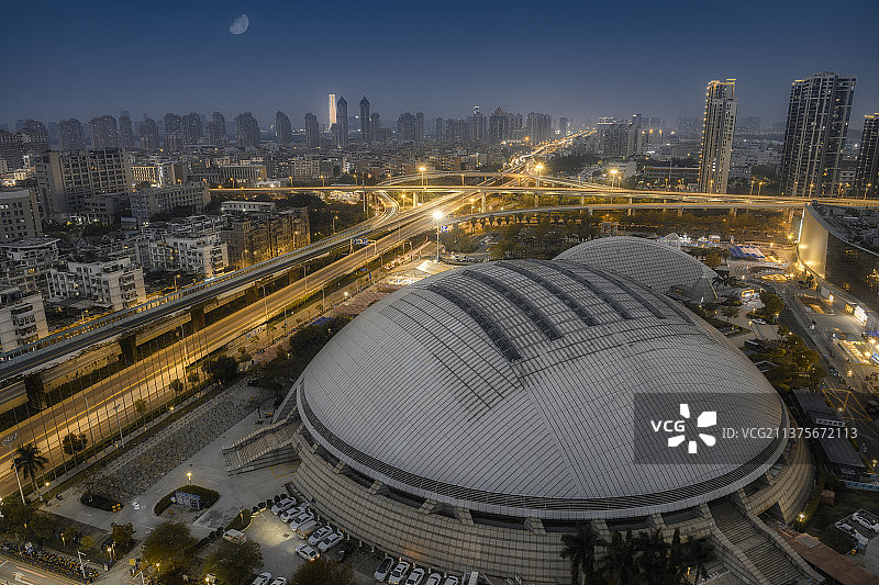厦门集美嘉庚体育馆夜色图片素材