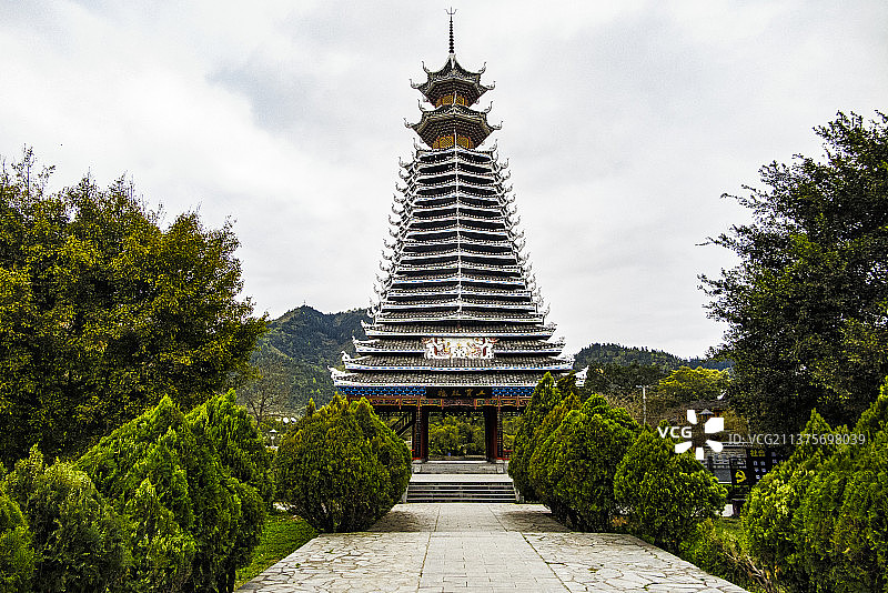 中国国家级风景名胜区天下第一侗寨贵州黔东南榕江三宝侗寨图片素材