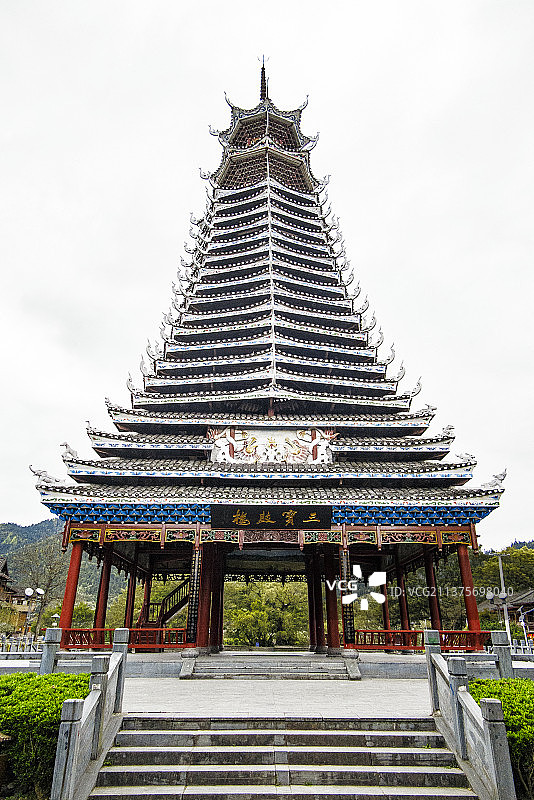 中国国家级风景名胜区天下第一侗寨贵州黔东南榕江三宝侗寨图片素材