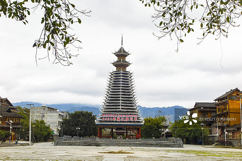 中国国家级风景名胜区天下第一侗寨贵州黔东南榕江三宝侗寨图片素材