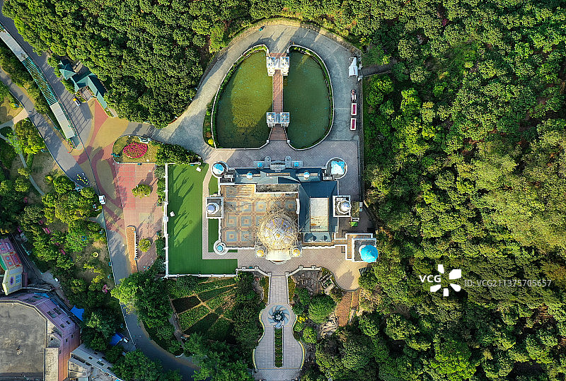 广东省东莞市凤岗镇龙凤山庄影视度假村航拍图片素材