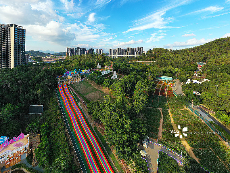 广东省东莞市凤岗镇龙凤山庄影视度假村航拍图片素材