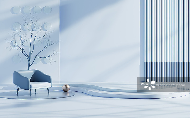 3D室内极简风格背景墙图片素材