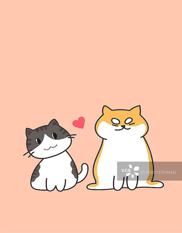 狗与猫萌宠IP形象设计插画图片素材