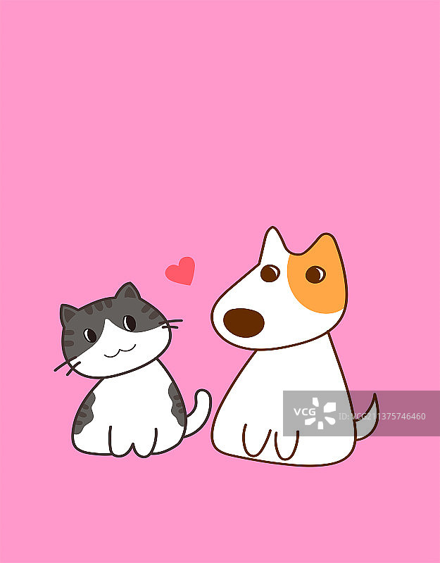 狗与猫萌宠IP形象设计插画图片素材