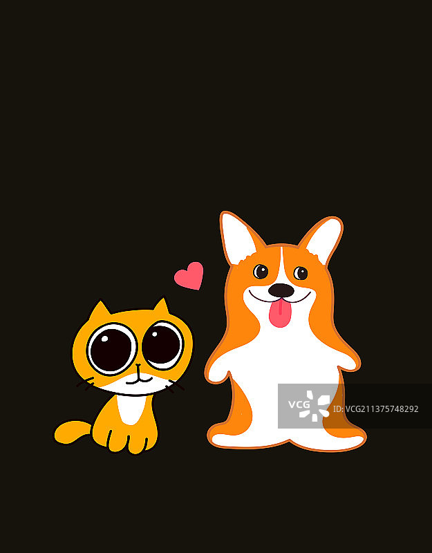 狗与猫萌宠IP形象设计插画图片素材