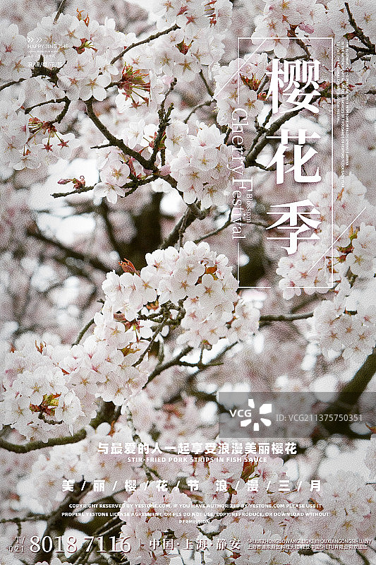 樱花风景山水花瓣设计模板海报图片素材