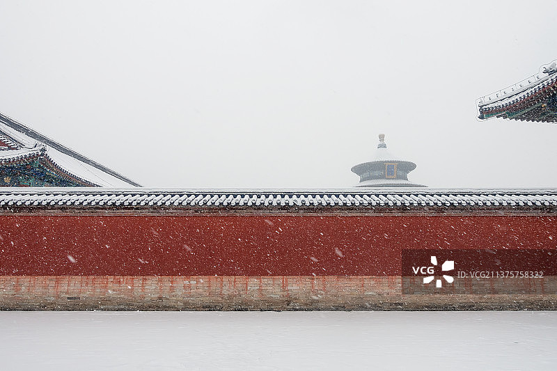 大雪纷飞天坛祈年殿雪景图片素材