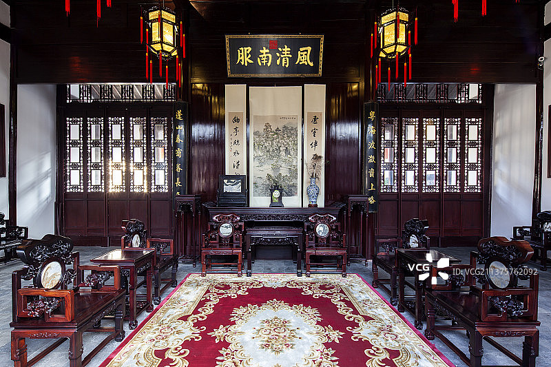 扬州清代古建筑厅堂图片素材