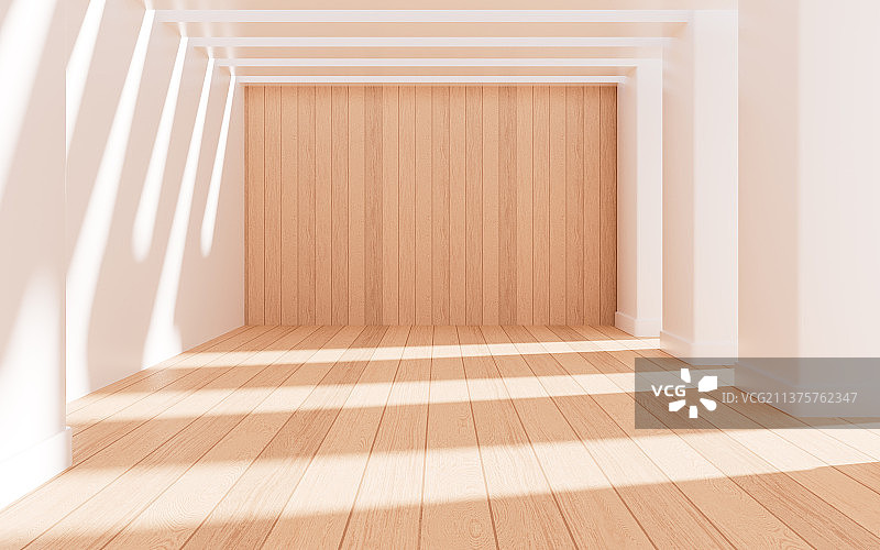 木质地板的空房间3D渲染图片素材