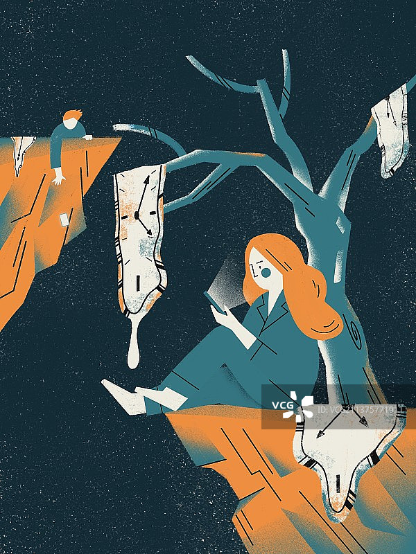 人在看手机，时间在流逝图片素材