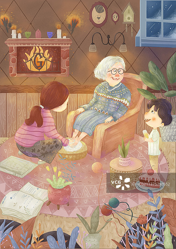 家庭生活儿童卡通手绘插画图片素材