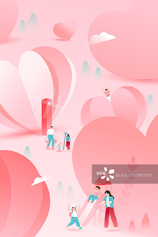 卡通亲子家人家庭母亲节父亲节玩乐亲子游出游旅行爱心健康生活方式电商促销优惠网购母婴儿童节矢量插画图片素材