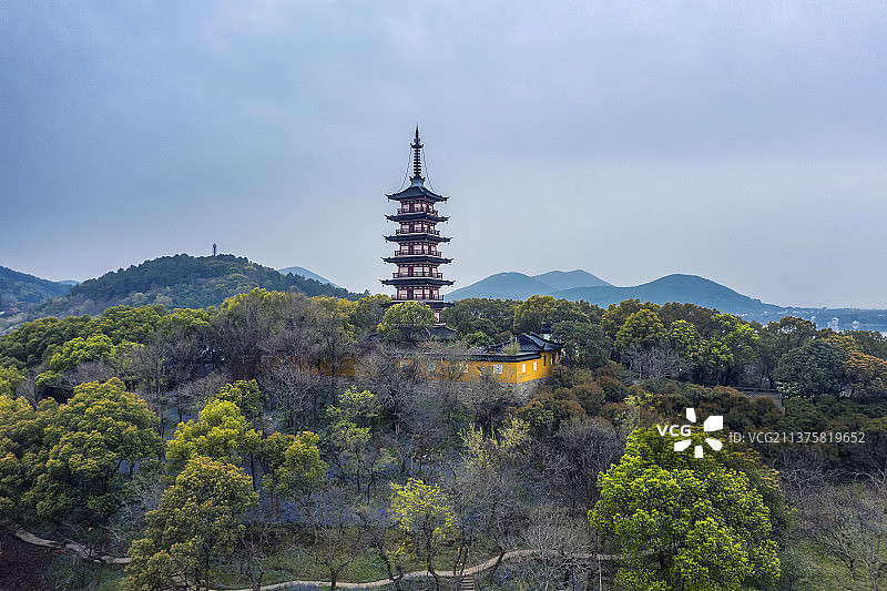 苏州光福铜观音寺晚樱始开图片素材