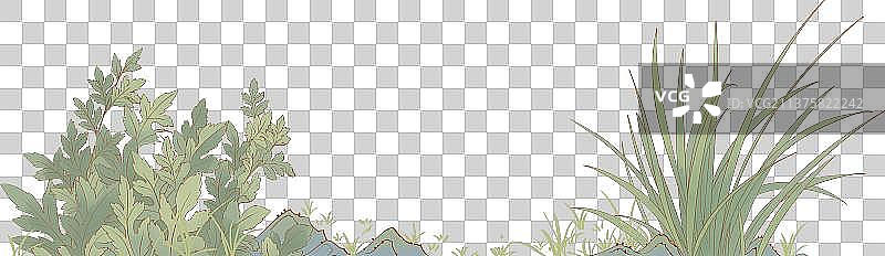 端午节艾叶艾草菖蒲叶国潮插画图片素材