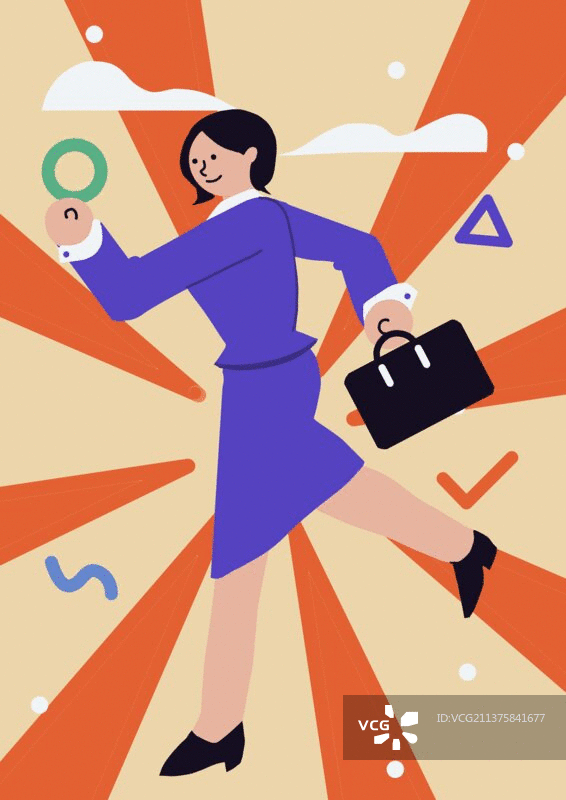 职业女性律师制服跑步前进冲放射线图片素材