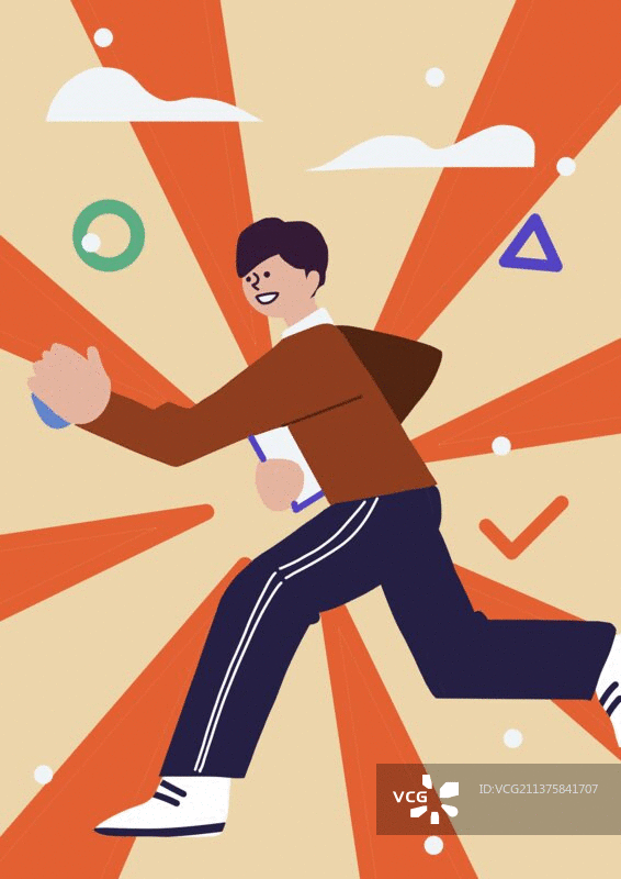 职业男性教师跑步前进冲放射线图片素材