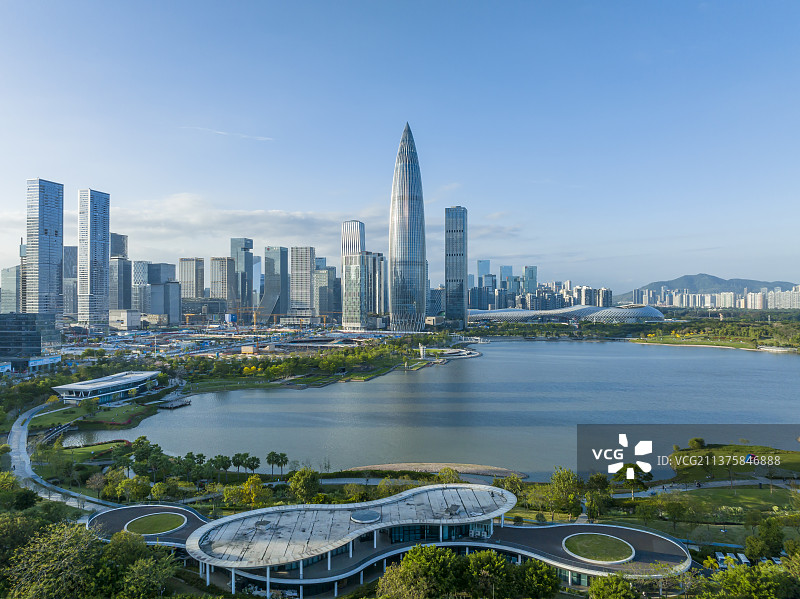 广东省深圳市南山区深圳湾人才公园日落风光图片素材